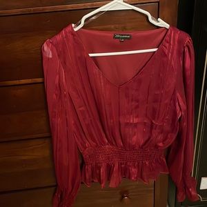 Red Long Sleeve Blouse Size Large